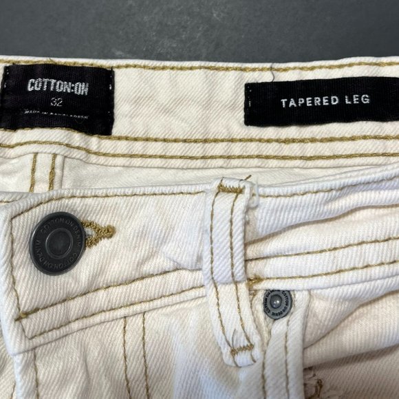 Men's Cotton On Jeans - Cream Color with Brown Stitching Size 32 - Picture 1 of 7